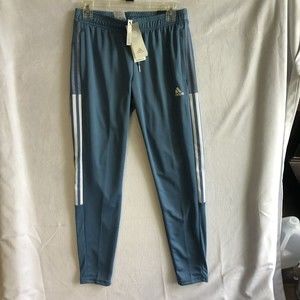 Adidas Smoke Blue Soccer Pants Tiro TK Tapered Leg, Zipper Leg, Women Size Small